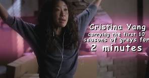 cristina yang carrying 10 seasons of greys anatomy for 2 minutes