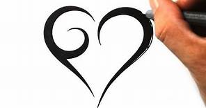 How to Draw a Simple Tribal Heart - Tattoo Design 1