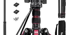 SmallRig CT-20 Camera Tripod, 78.7" Foldable Aluminum Tripod & Monopod, 360°Ball Head Detachable and Quick Release Plate, Payload 33lb, Adjustable Height from 18.5" to 78.7" for Camera, Phone - 3474C