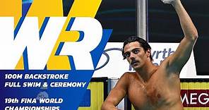 World Record | Full Swim & Medal Ceremony | Men's 100m Backstroke | 19th FINA World Championships