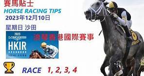 「賽馬貼士」🐴 2023 年12月 10 日, 星期日, 沙田🐴 香港賽馬貼士 HONG KONG HORSE RACING TIPS 🐴 RACE 1 2 3 4
