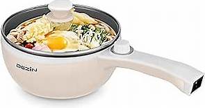 Dezin Hot Pot Electric Upgraded, Non-Stick Sauté Pan, Rapid Noodles Electric Pot, 1.5L Mini Portable Hot Pot for Steak, Egg, Fried Rice, Ramen, Oatmeal, Soup with Power Adjustment(Egg Rack Included)