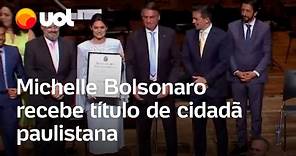 Michelle Bolsonaro recebe título de cidadã paulistana e homenagem no Theatro Municipal; veja