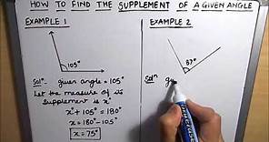 What are Supplementary angles and how to find it / Finding supplement to an angle