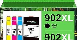 Anemec 902 902XL Ink Cartridges Replacement for HP 902XL Ink Cartridges Combo Pack |Used in HP Officejet Pro 6978 6960 6962 6968 6954 6958 6950 6951 6970 Printers (902 XL Ink Cartridges 4 Pack)