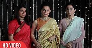 Kangana Ranaut with Mother and Sister at Priyanka-Nick Wedding Reception | Asha Ranaut, Rangoli