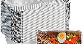 Aluminum Pans with Lids (50-Pack, 8.5"×6") 2.25 LB Capacity Foil Food Containers with Lids - 50 Pans and 50 Cardboard Covers - Disposable Tin Foil Pans - for Baking, Meal Prep and Freezer, Takeout