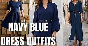 Stylish Navy Blue Dress Outfit. How to Wear Navy Blue Dress and Outfit Inspirations?