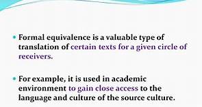 Formal and Dynamic Equivalence and the principle of equivalent effect
