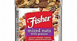 FISHER Snack Mixed Nuts with Peanuts, 24 oz Almonds, Cashews, Filberts, Pecans, Brazil Nuts,