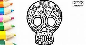 Dibujos Halloween | Catrina para Dia de Muertos | Dibujar y colorear catrina mexicana