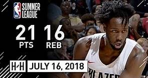 Caleb Swanigan Full Highlights vs Grizzlies (2018.07.16) NBA Summer League - 21 Pts, 16 Reb, 2 Ast