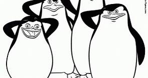 Cuatro pingüinos de Madagascar para colorear, pintar e imprimir