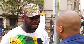 ANC members gather outside Luthuli House
