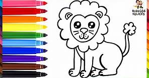Cómo Dibujar Un Leon 🦁 Dibuja y Colorea Un Lindo Leon Arcoiris 🌈 Dibujos Para Niños
