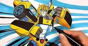 How to draw BUMBLEBEE Transformers Cyberverse . Step-by-step drawing for kids coloring pages
