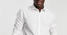 Topman formal long sleeve shirt in white | ASOS