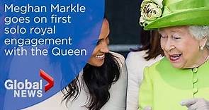 Queen Elizabeth and Meghan Markle share laughs at first solo royal engagement together