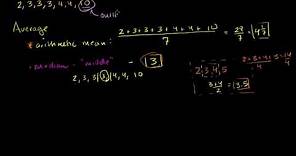 Average or Central Tendency: Arithmetic Mean, Median, and Mode