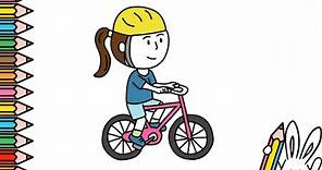 Cómo hacer Dibujo niña Montando Bicicleta - haciendo ejercicio 🚲