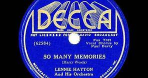 1937 Lennie Hayton - So Many Memories (Paul Barry, vocal)