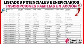 Listados Beneficiarios Inscripciones FAMILIAS EN ACCIÓN FaseIV 2021, Consulte su Nombre y Cronograma