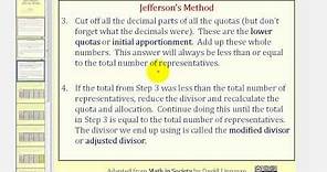 Apportionment: Jefferson's Method