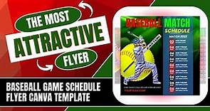 Baseball Game Schedule Flyer, Canva Template.