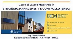 Laurea Magistrale in Strategia, Management e Controllo (SMEC), Università di Pisa