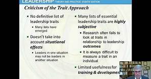 Trait Approach (Chap 2) Leadership by Northouse, 8th ed.