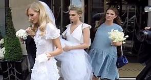 Poppy Delevingne on her way to church for wedding day