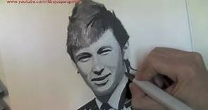 Retrato en blanco y negro de Neymar con rotuladores - Dibujos para Pintar