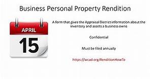 Business Personal Property Rendition