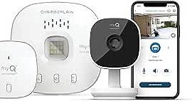 CHAMBERLAIN myQ Smart Garage HD Camera & Smart Garage Hub Bundle- Wi-Fi & Bluetooth- Smartphone Controlled - Two Way Talk - Works with Key by Amazon in-Garage Delivery, White