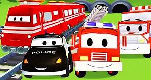 La Super Patrouille: camion de pompier et voiture de police, avec le Train et l'Ambulance à Car City