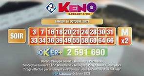 Tirage du soir Keno gagnant à vie® du 16 octobre 2021 - Résultat officiel - FDJ