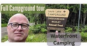 Waterfront camping at Laura Lake Campground in the Chequamegon-Nicolet National Forest/full tour