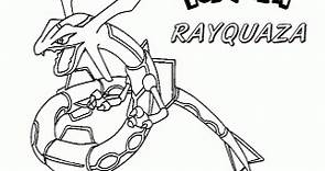 Rayquaza, un pokémon para colorear, pintar e imprimir