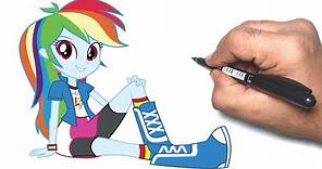 how to draw Rainbow Dash human step by step easy