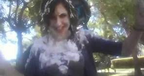 Erin Sanders covered In Whipped Cream On Big Time Rush Set