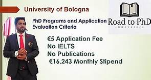 University of Bologna PhD programs and application evaluation criteria