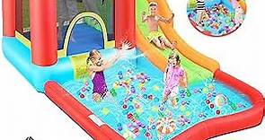 AKEYDIY Inflatable Bounce House with Slide |13 x 12ft Kids Bounce House Jump 'n Slide, Rocket Castle Bouncer,Water Bounce House & Slide Park,Climb&Jump All-in-one Bouncy House for Kids 3-12 Backyard