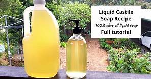 Liquid Castile Soap Making – 100% olive oil liquid soap recipe – full tutorial with easy recipe