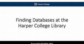 Finding Databases at the Harper College Library