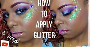 How to apply Glitter on Face and Body || Shimmer Oil || 6 WAYS