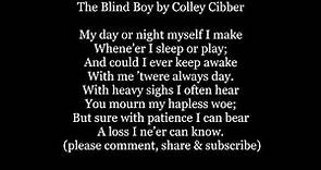 THE BLIND BOY Poem song by Colley Cibber 1671 Lyrics Words text trending poetry sing along music