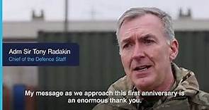 Message of thanks from Chief of the Defence Staff Admiral Sir Tony Radakin