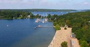 Drone Footage of Strandbad Wannsee Beach Area, Berlin, Germany