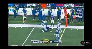 Daniel jones throws a Horrific Interception vs Cowboys
