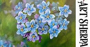 Forget Me Not Flowers 🌺🌸🌼 Beginner Acrylic painting Tutorial Step by Step #AcrylicTutorial